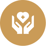 Hands holding heart with medical cross.