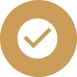 Gold circle with white checkmark inside.